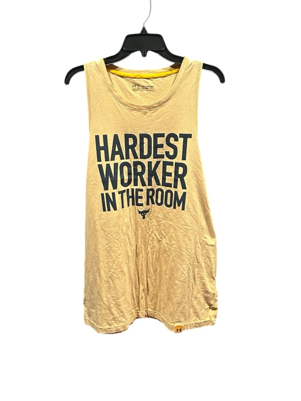 Under Armour Project Rock HeatGear Tank Top Men’s XXL Yellow Hardest Worker